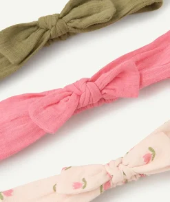 Lot de 3 bandeaux fille avec nœud unis et fleuris
