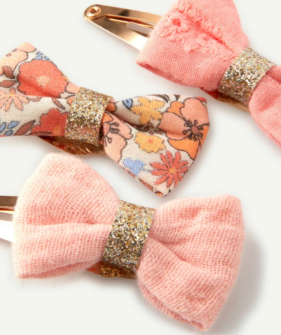 Lot de 3 barrettes bébé fille avec noeuds