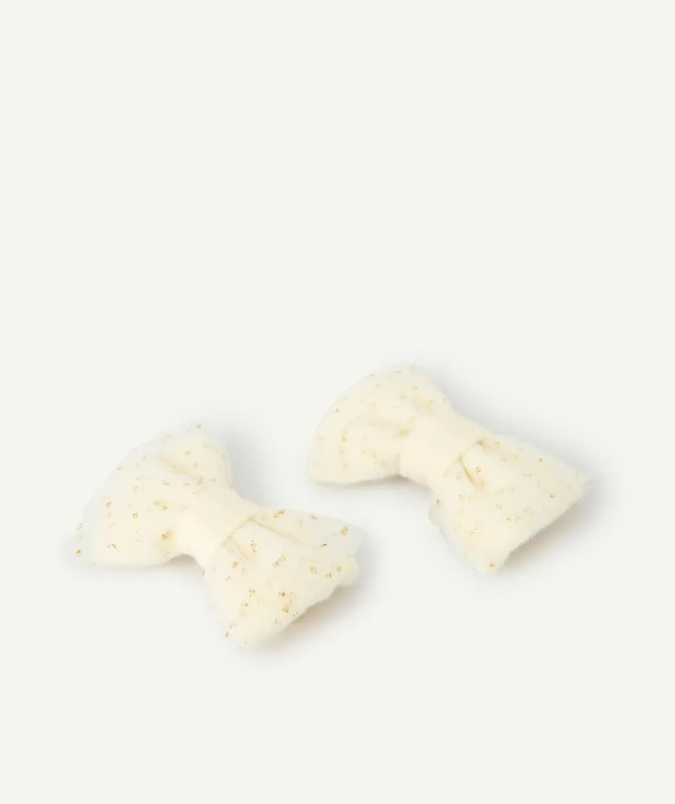 Lot de 2 barrettes bébé fille couleur blanches et couleur dorée