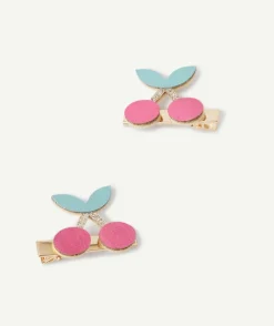 Lot de 2 barrettes bébé fille imprimé cerise