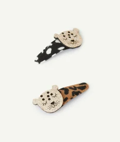 Lot de 2 barrettes bébé fille thème léopards