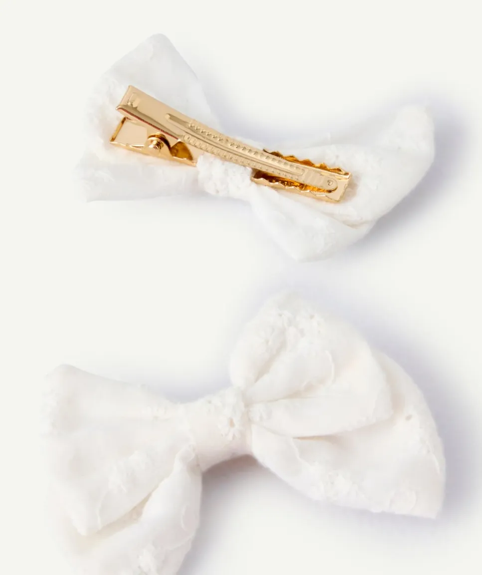 Lot de barrettes en tissu blanc pour fille