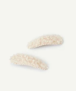 Lot de barrettes fille en bouclette beige
