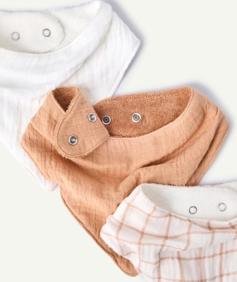 Lot de 3 bavoirs bandanas beige