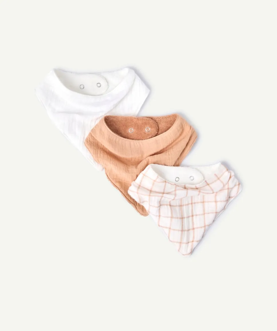 Lot de 3 bavoirs bandanas beige