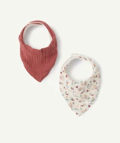 Lot de 2 bavoirs bébé garçon imprimé et bordeaux