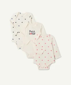 Lot de 3 bodies bébé fille imprimé cœurs