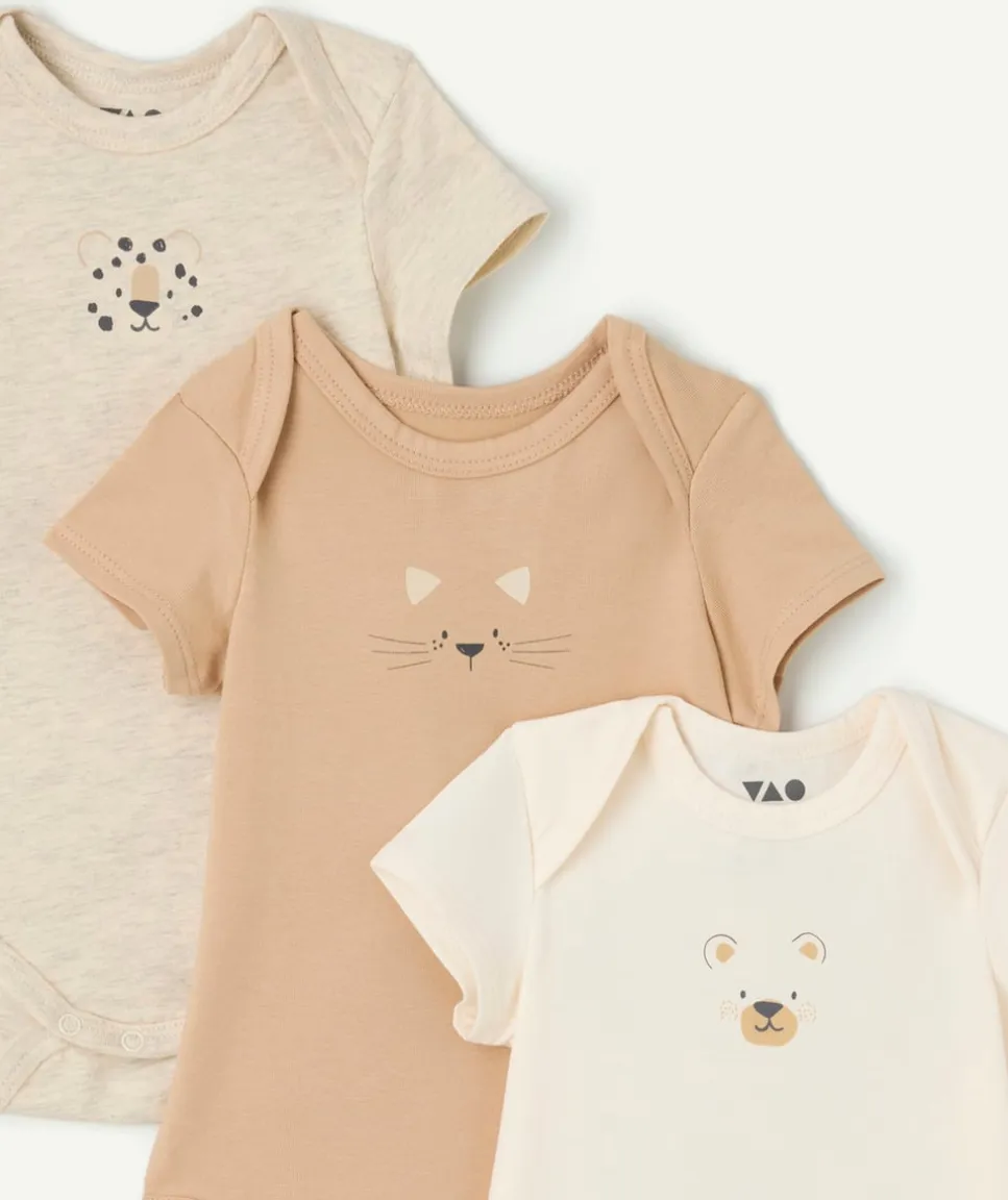 Lot de 3 bodies bébé garçon imprimés coton biologique