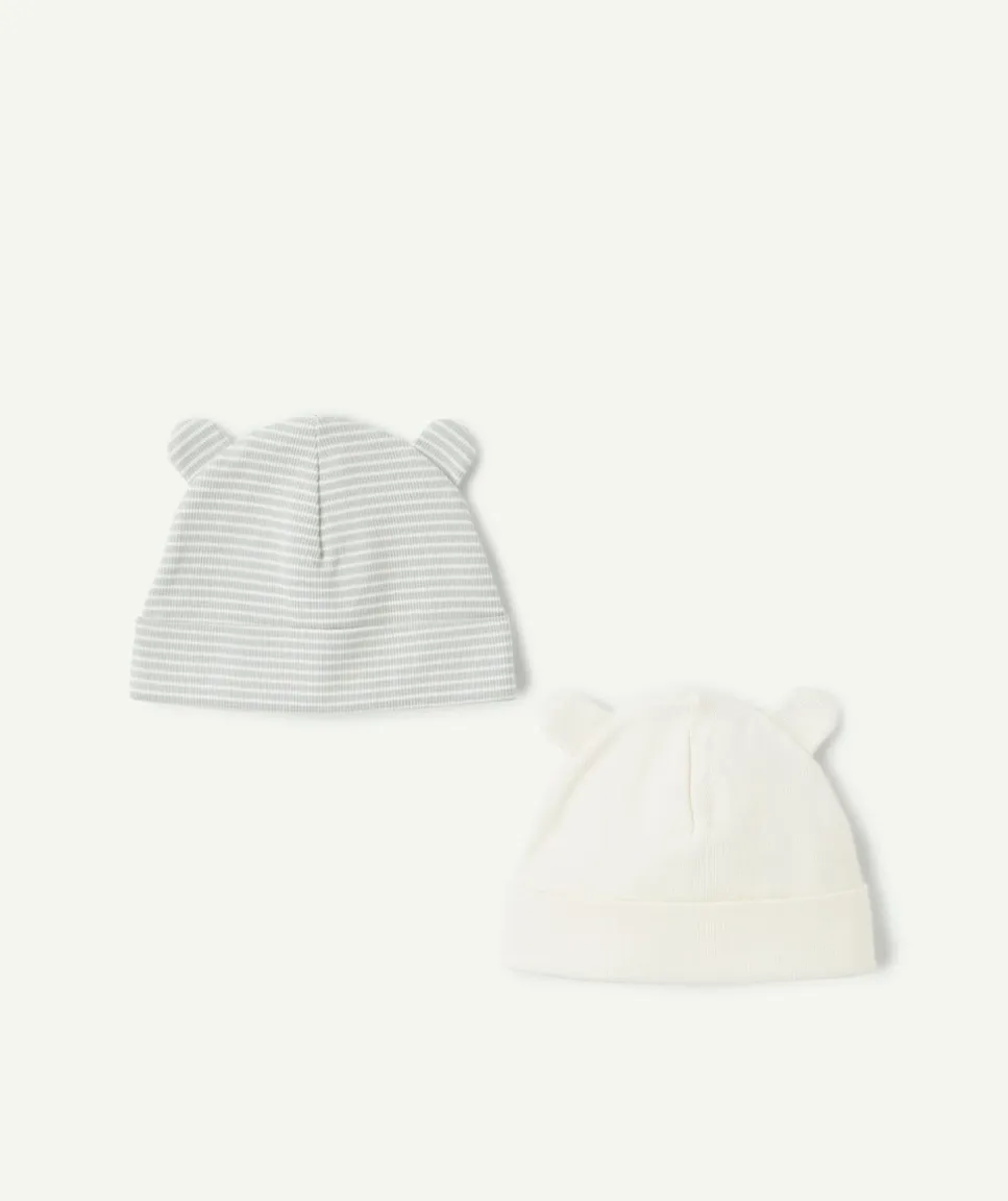 Lot de bonnets bébé garçon rayé et uni