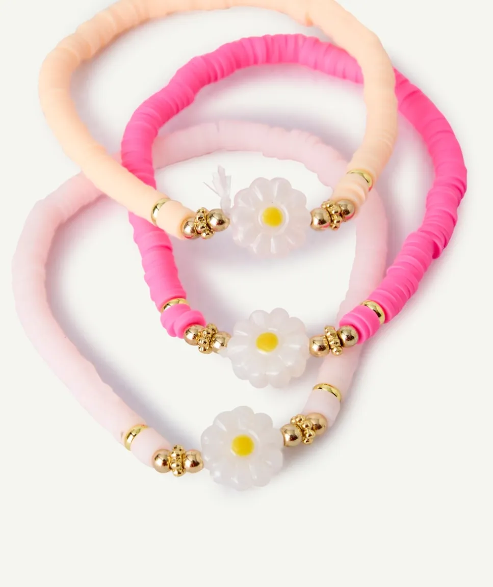 Lot de bracelets fille colorés avec fleur