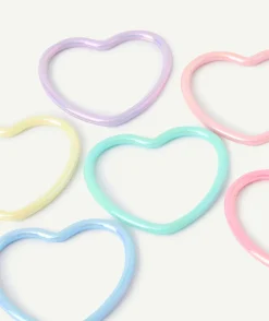 Lot de 6 bracelets fille en forme de coeurs colorés