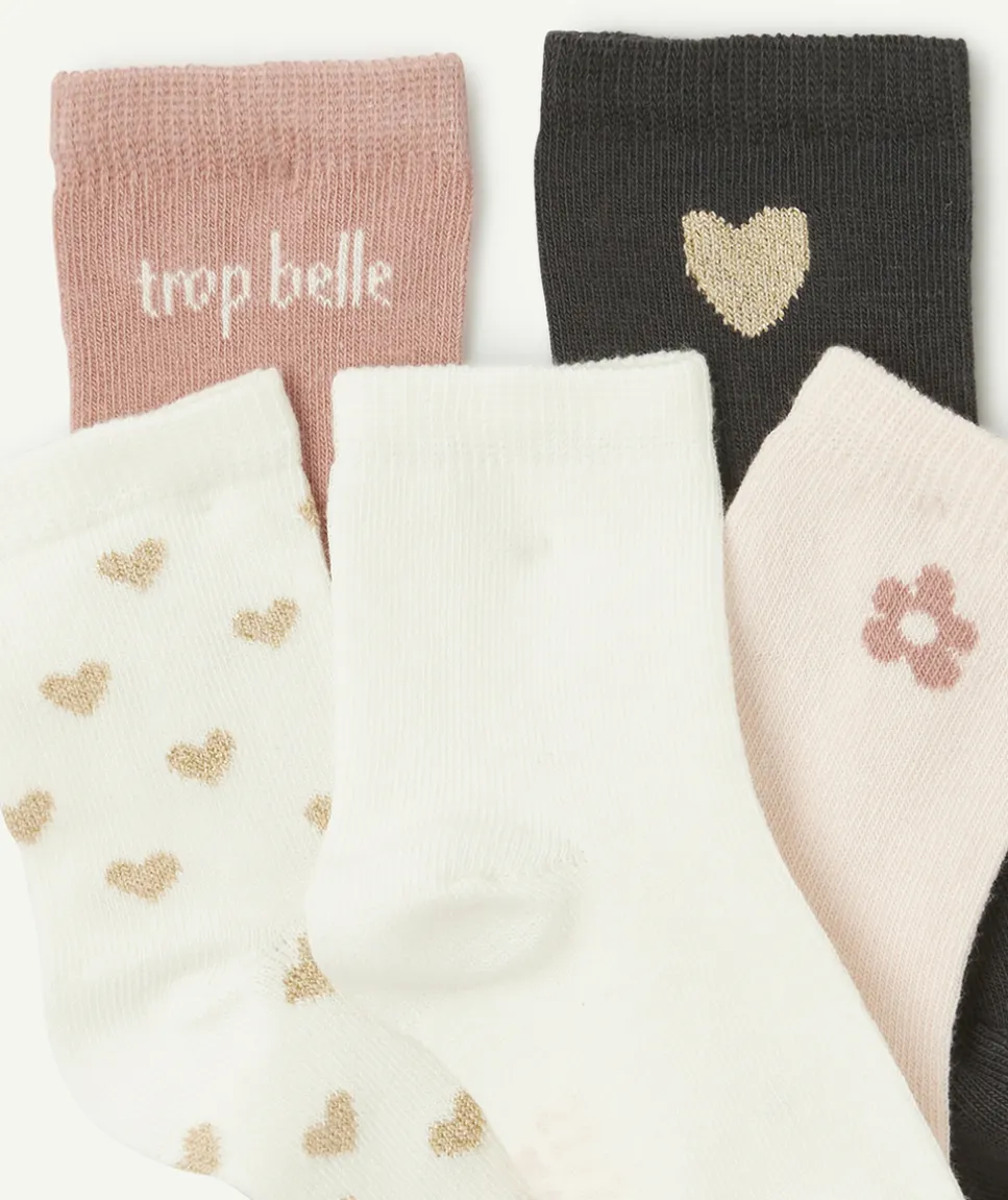 Lot de 5 chaussettes bébé fille motifs variés