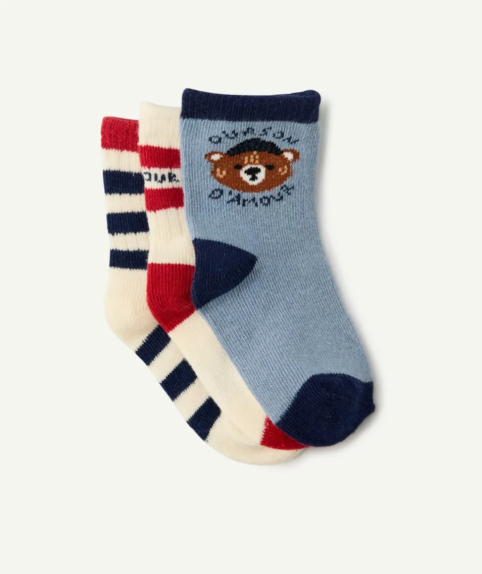 Lot de chaussettes bébé garçon motif ours et rayures