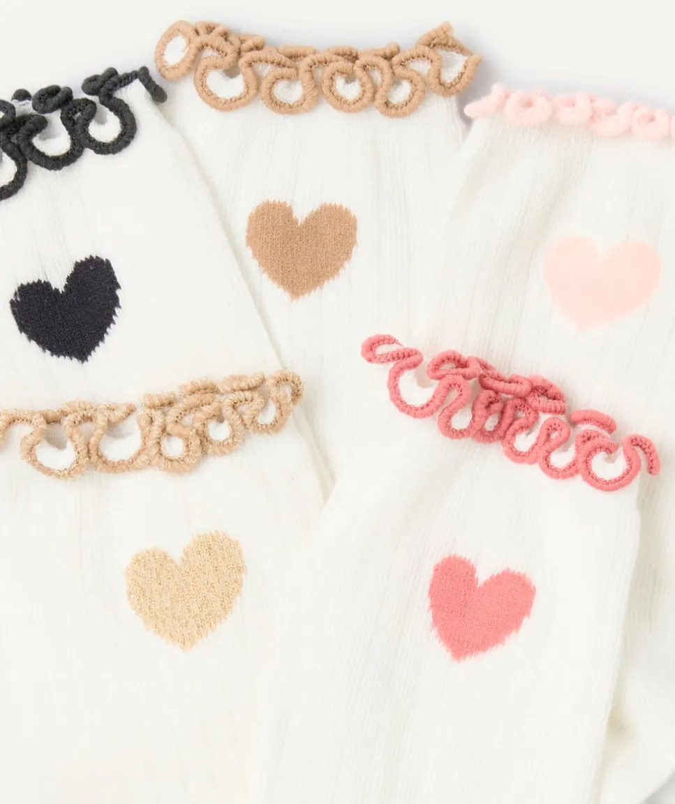 Lot de 5 chaussettes fille cœurs colorés
