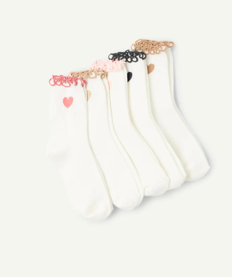 Lot de 5 chaussettes fille cœurs colorés