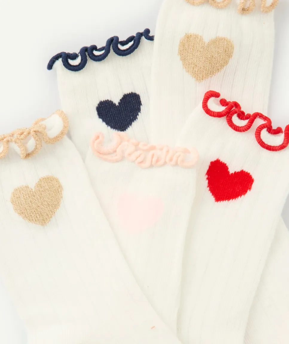 Lot de 5 chaussettes fille cœurs colorés