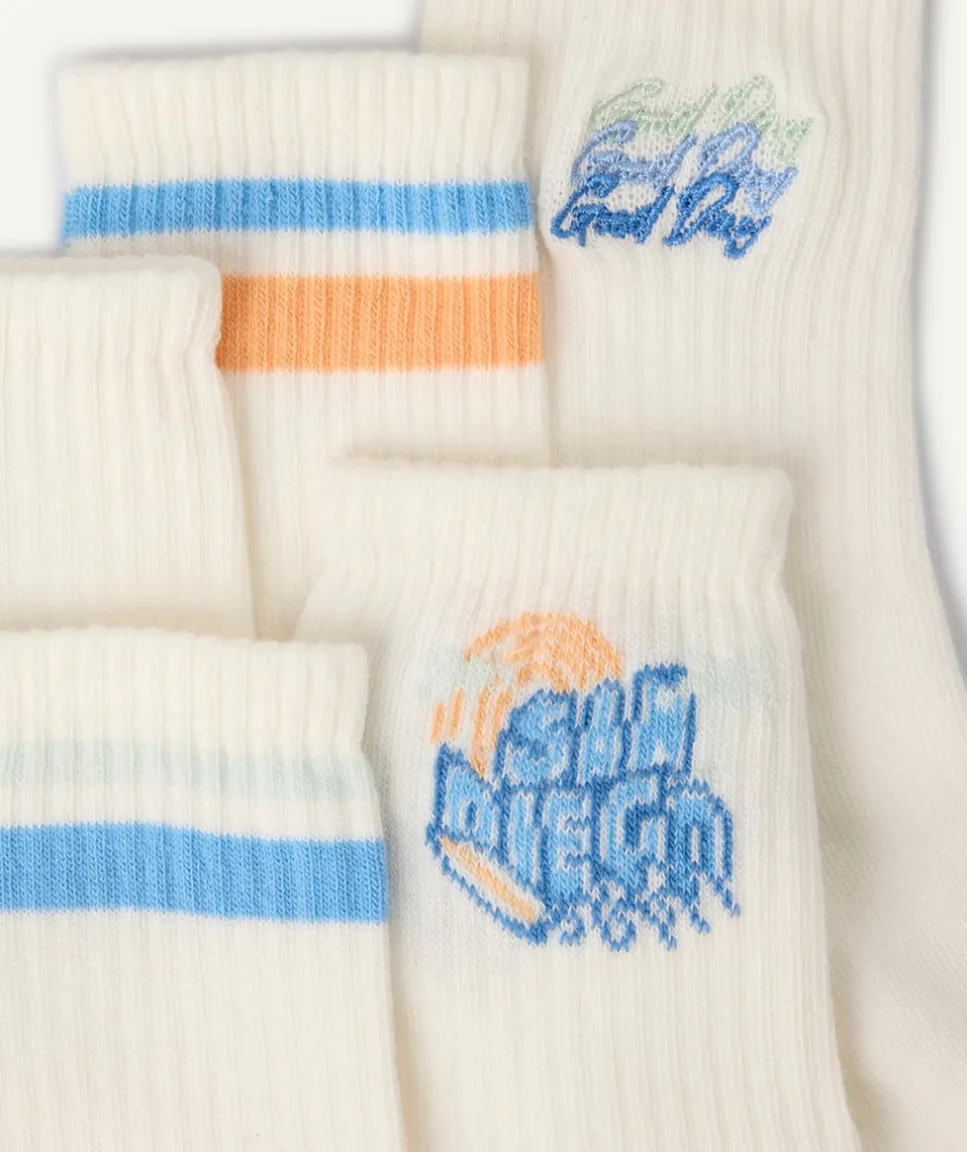 Lot de chaussettes garçon imprimées blanches