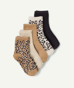 Lot de 5 chaussettes imprimé léopard