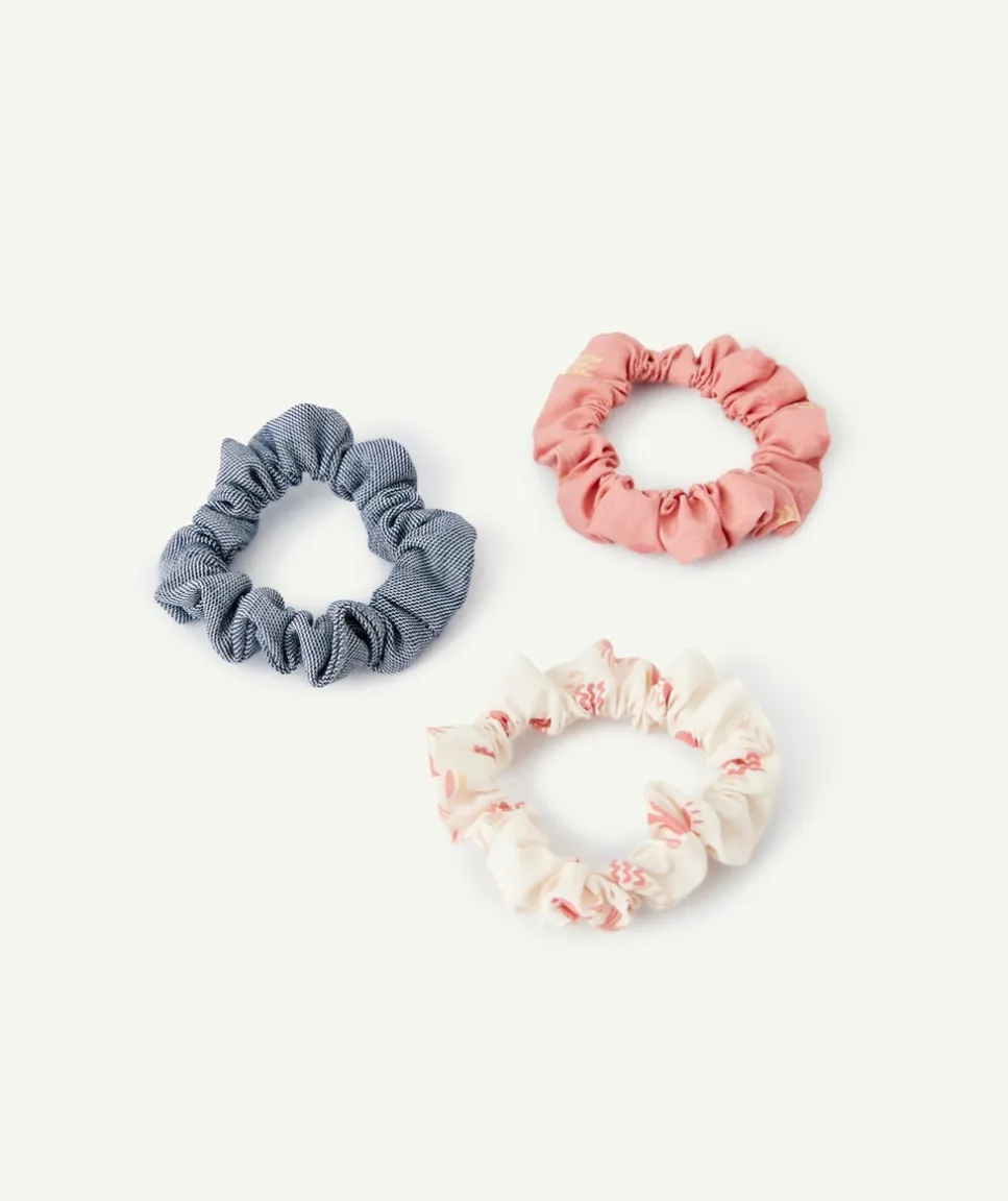 Lot de 3 chouchous bébé fille imprimés rose et bleu