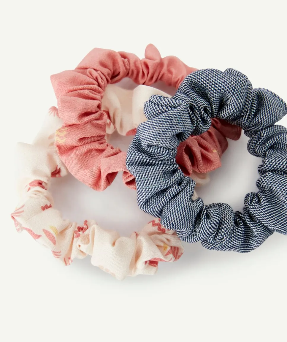 Lot de 3 chouchous bébé fille imprimés rose et bleu
