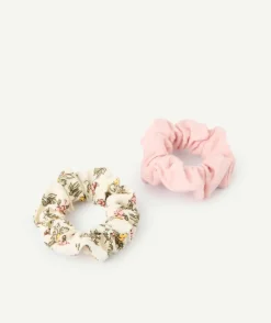 Lot de 2 chouchous imprimé floral et rose bébé fille