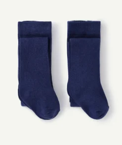 Lot de 2 collants bébé fille en coton bio bleu marine