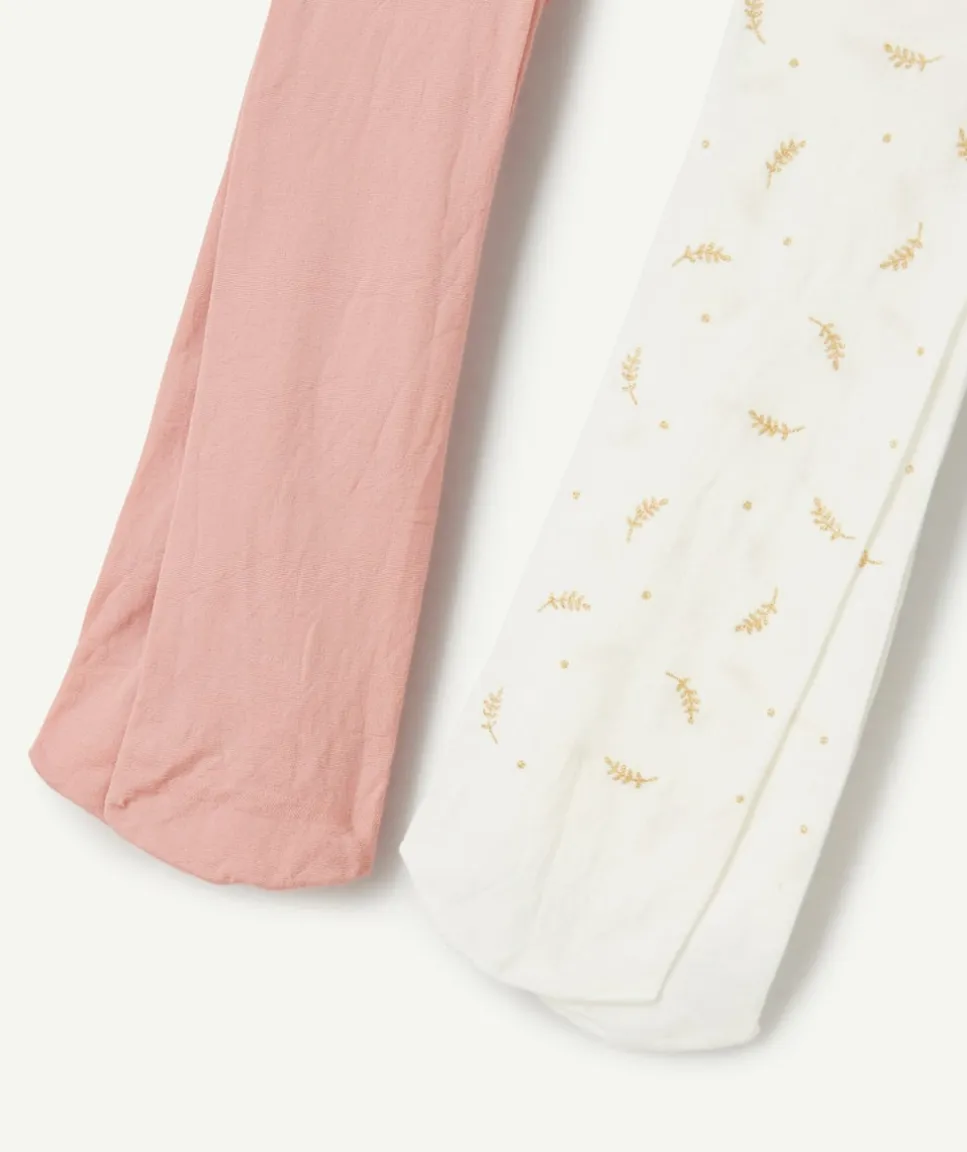 Lot de 2 collants fille motifs et uni