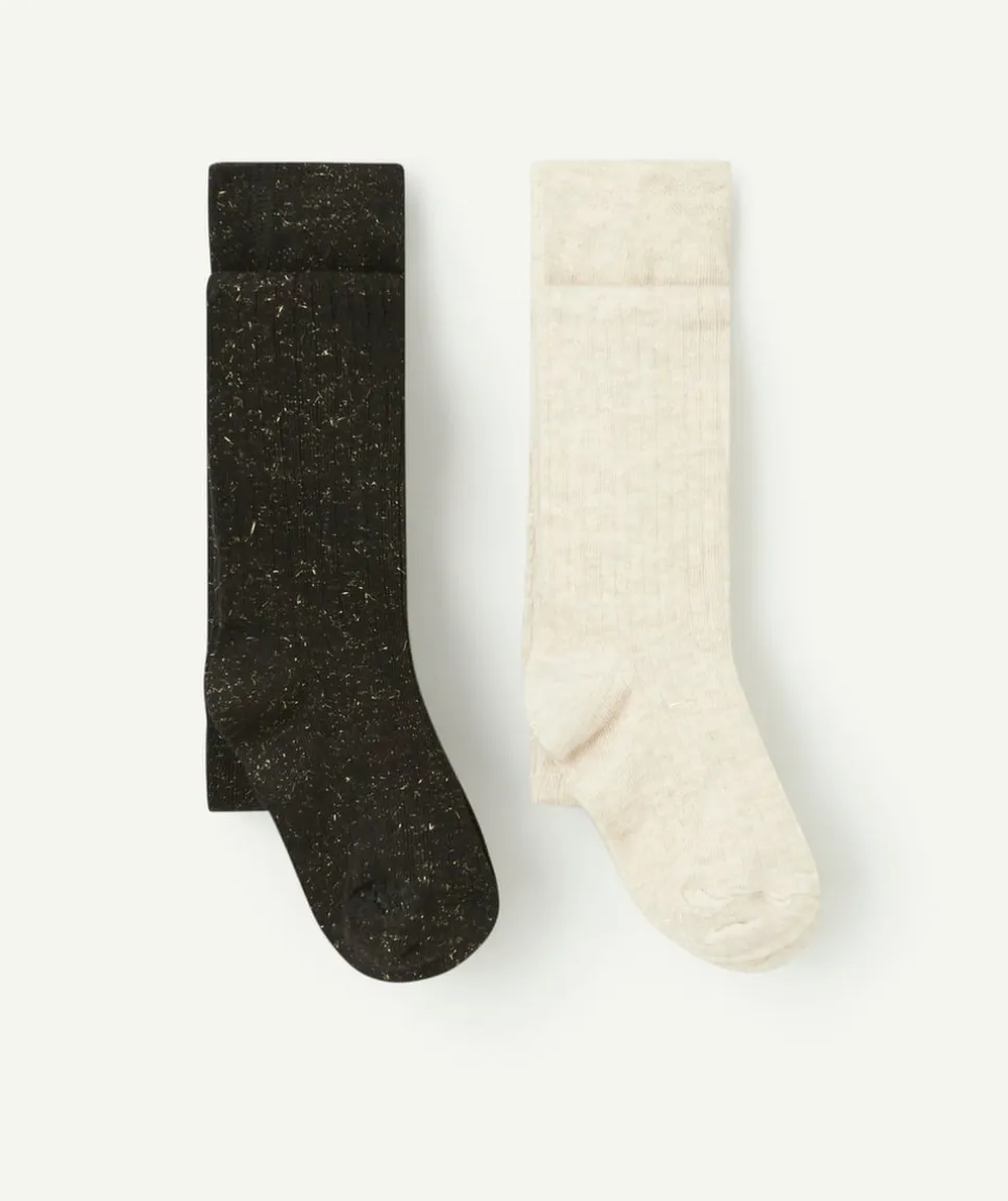 Lot de 2 collants fille noir et écru