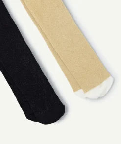 Lot de collants fille noirs et couleur dorée