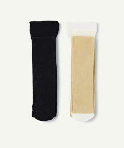 Lot de collants fille noirs et couleur dorée