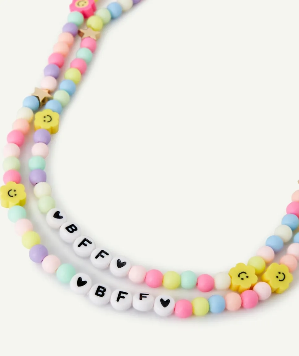 Lot de 2 colliers d'amitié fille avec perles colorées