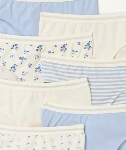 Lot de 7 culottes fille bleues et blanches