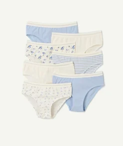 Lot de 7 culottes fille bleues et blanches