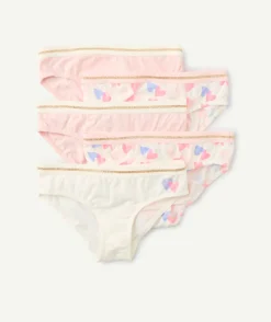 Lot de 5 culottes fille roses à cœurs