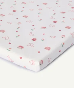 Lot de 2 draps housse bébé fille imprimés oiseaux