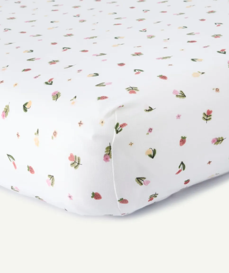 Lot de 2 draps housse coton imprimé floral