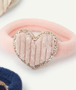 Lot de 3 élastiques bébé fille coeurs unis et pailletés