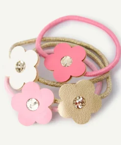 Lot de 4 élastiques fleurs multicolores pour fille