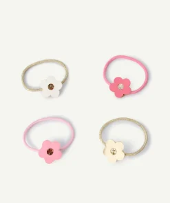 Lot de 4 élastiques fleurs multicolores pour fille