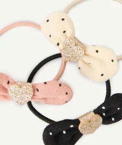 Lot de 3 élastiques noeuds à pois bébé fille