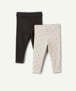 Lot de 2 leggings bébé fille imprimés et unis