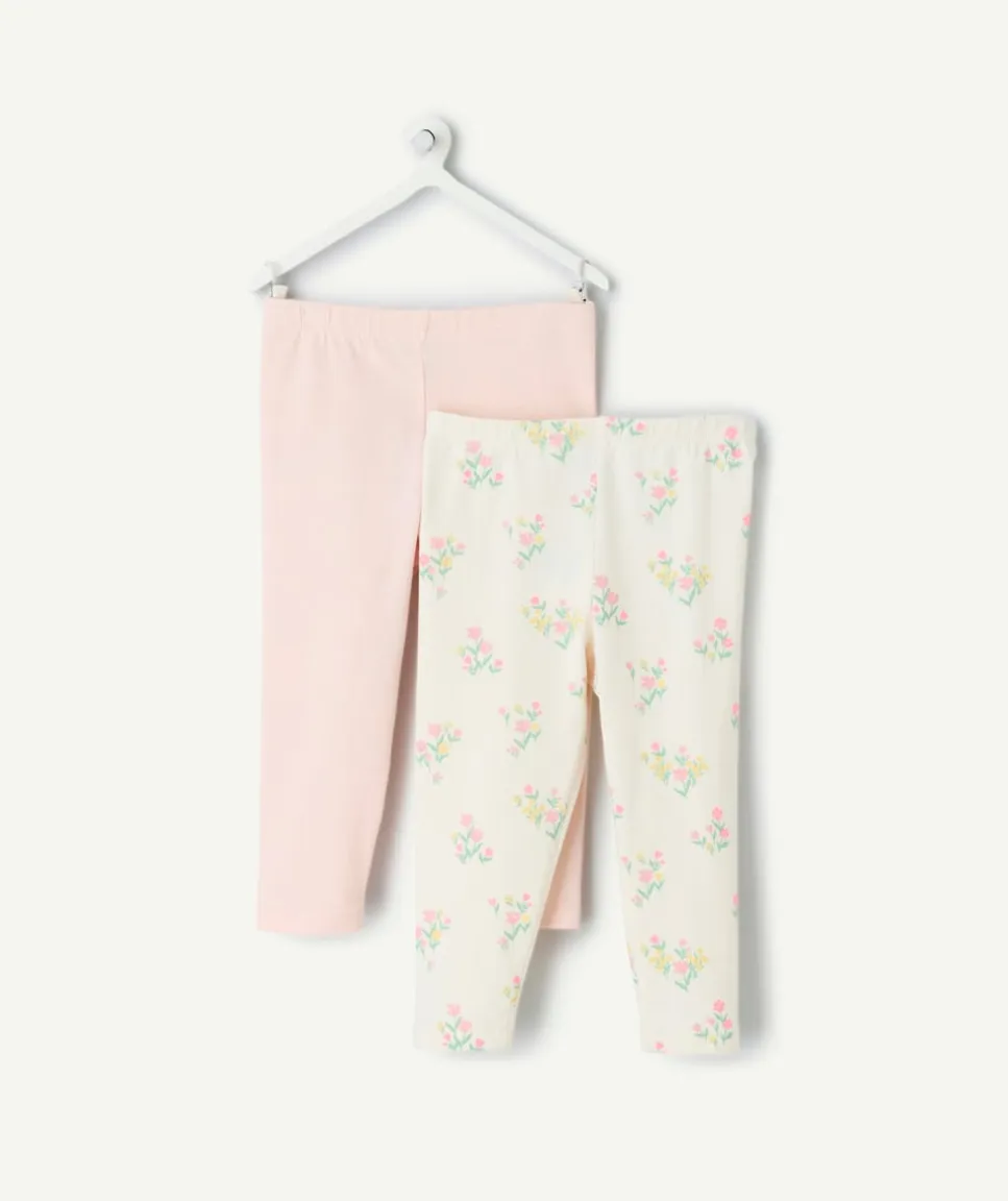 Lot de 2 leggings bébé fille imprimé et rose