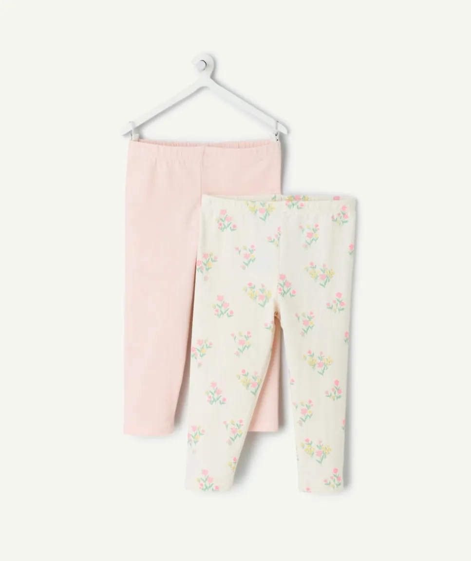 Lot de 2 leggings bébé fille imprimé et rose