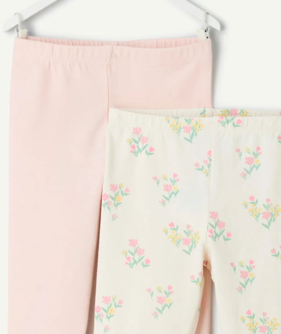 Lot de 2 leggings bébé fille imprimé et rose