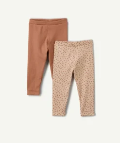 Lot de 2 leggings bébé fille marron imprimé