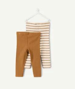 Lot de 2 leggings cotelés bébé garçon camel