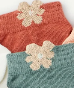 Lot de 5 paires de chaussettes fille unies avec fleurs
