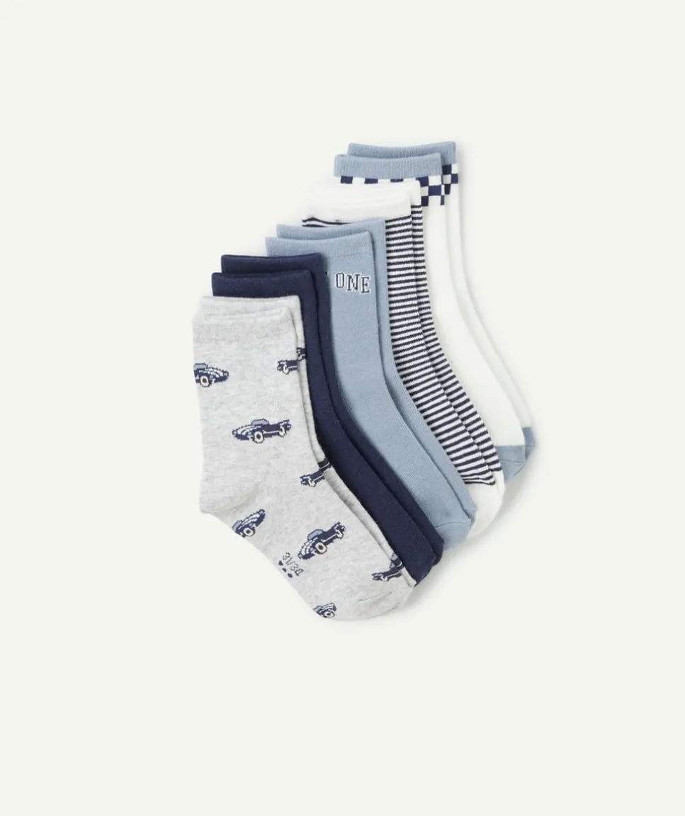 Lot de 5 paires de chaussettes garçon bleu gris et blanc