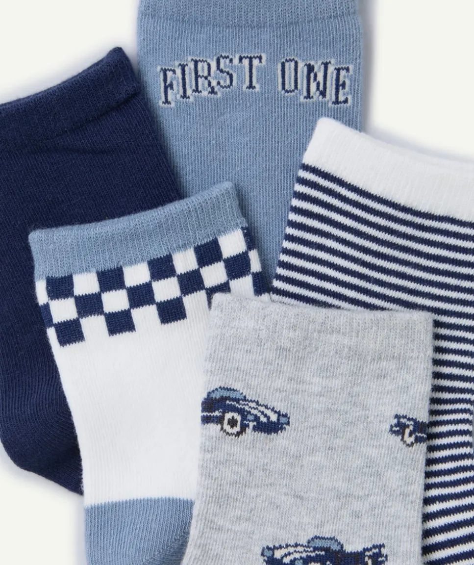 Lot de 5 paires de chaussettes garçon bleu gris et blanc
