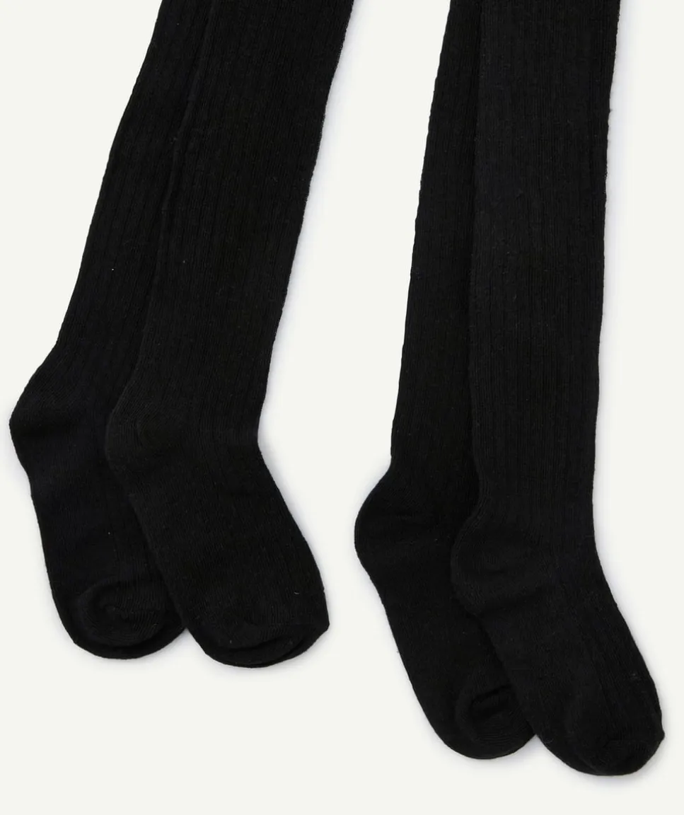 Lot de 2 paires de collant fille en tricot noir